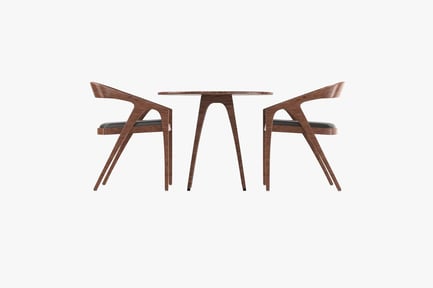 Preview: Modern Wood Cafe Set: Round Table & Chairs