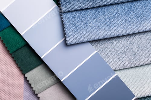 Preview: a variety of fabrics with a color palette