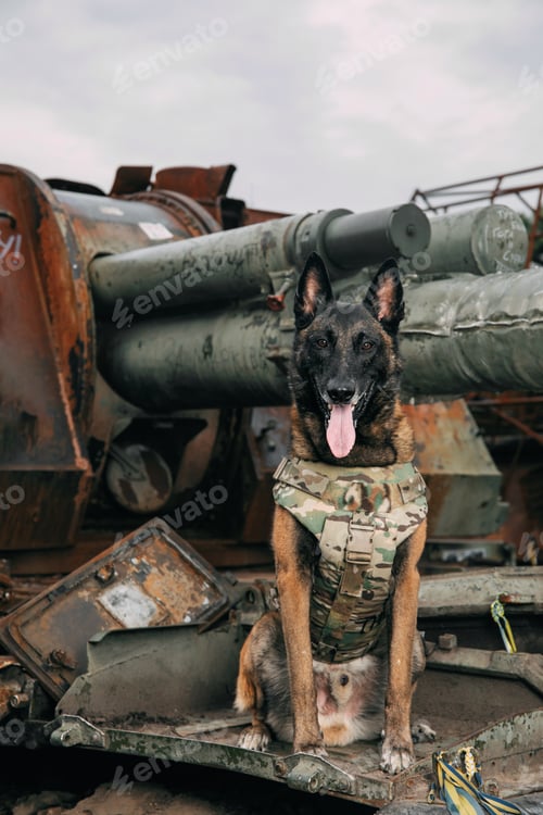 Preview: Malinois Dog in Bulletproof Vests. Working dog. Dog guard. Police and army dog.
