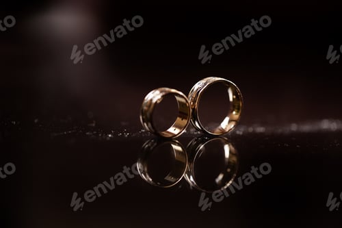 Preview: Wedding rings with water droplets,The engagement ring set.,Beautiful silver background