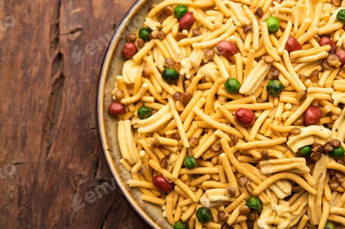 Preview: Bombay mix also known as Chanachur or Chiwda or farsan served in a bowl