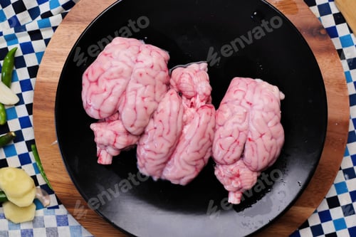 Preview: mutton brain on a chopping board