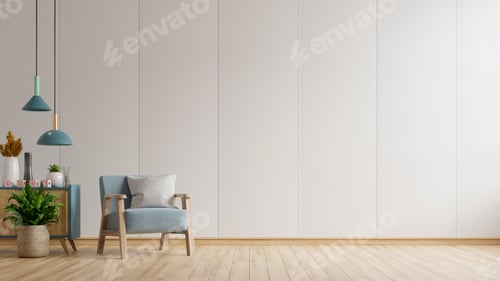 Preview: Interior Design with Blue Armchair and Decor