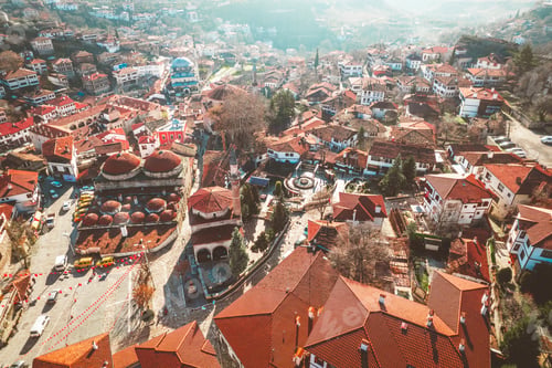 Preview: Aerial view of historic Ottoman and Turkish town Safranbolu view from drone.