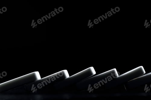 Preview: Domino pieces put in a row on black background