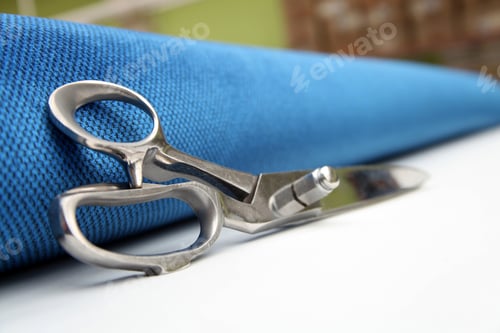 Preview: scissors and fabric background texture