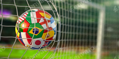 Preview: Football ball with flags of world countries