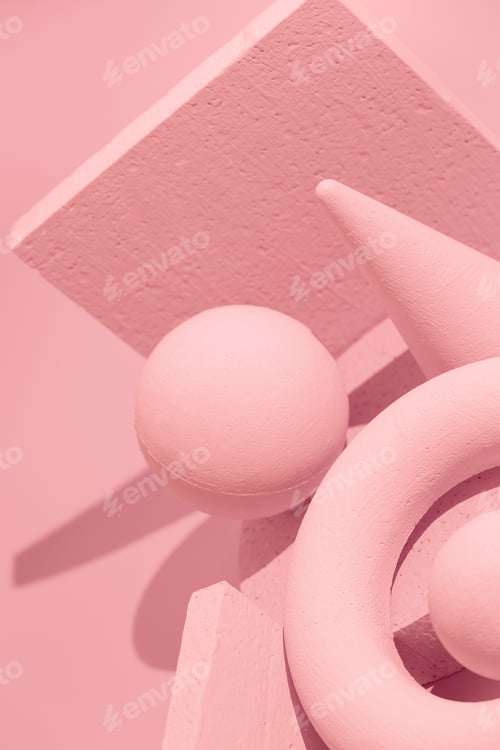 Preview: Abstract geometry and minimal background. Pastel pink trendy monochrome colours design