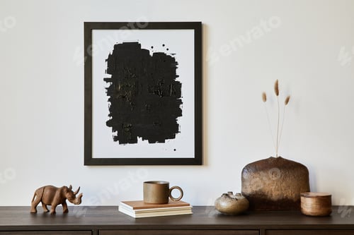 Preview: Minimalistic composition of creative living room interior