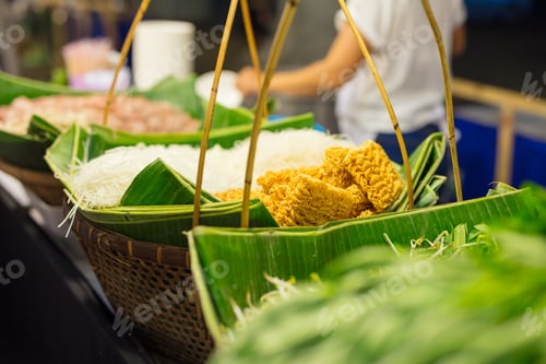 Preview: Noodles And Veggies Displayed In Food Market