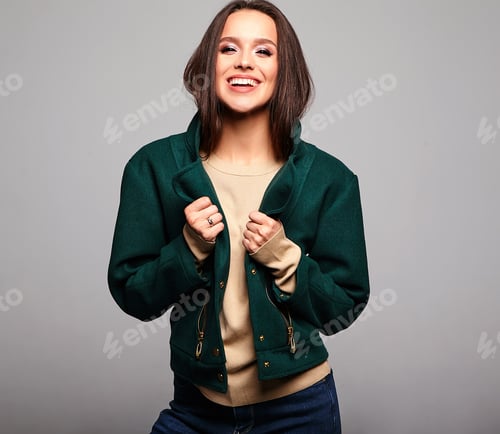 Preview: Beautiful stylish woman posing in studio