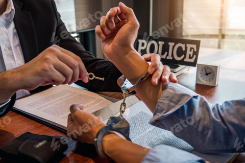 Preview: Law enforcement officer interrogating Criminals male