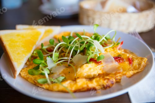 Preview: Spanish Omelette Served On Table In Restaurant