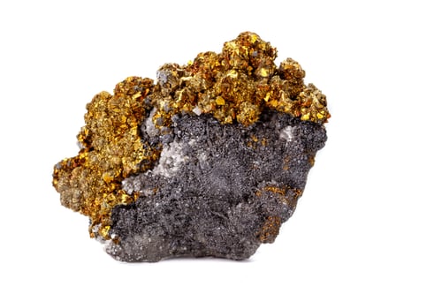 Preview: Macro mineral stone Chalcopyrite on a white background