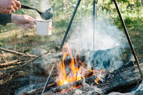Preview: Hiking in the mountains, tea on the fire