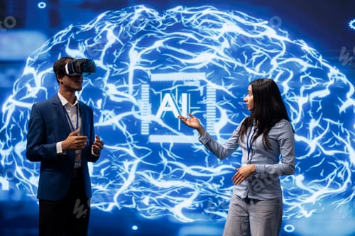 Preview: Programmer using virtual reality gear to build AI machine learning algorithms