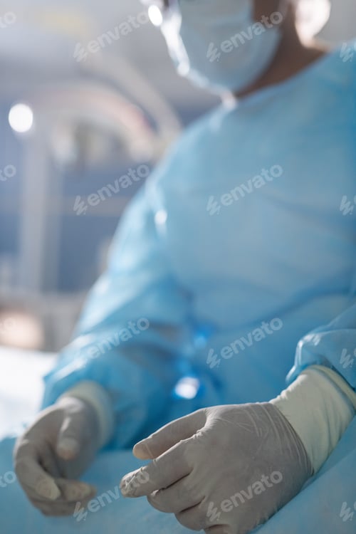 Preview: Medical Professional in Scrubs and Mask Ready