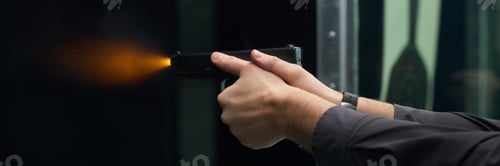 Preview: Firing Gun at Indoor Shooting Range Close Up