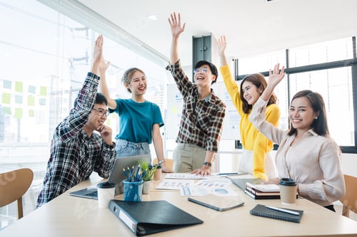 Preview: Excited entrepreneurs are successful and business people achieve goals.