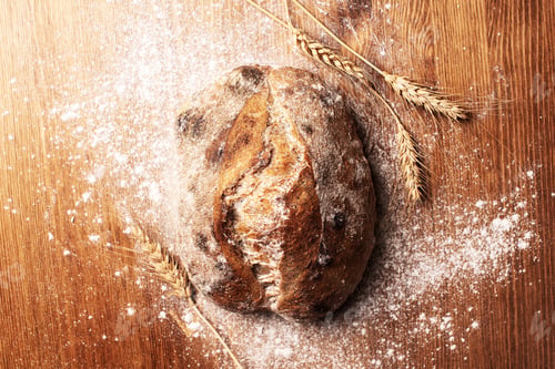 Preview: Homemade Artisan Wheat Bread on the Wooden Table