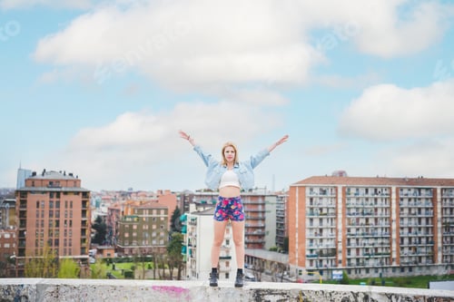 Preview: Young beautiful blonde caucasian girl posing