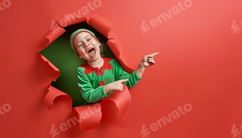 Preview: Santa's elf on bright color background