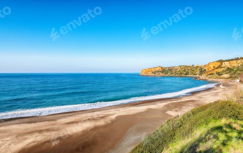 Preview: Fantastic view of beach Torre Conca (cape Rais Gerbi). Sunny scene.
