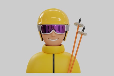Preview: Smiling skier with poles