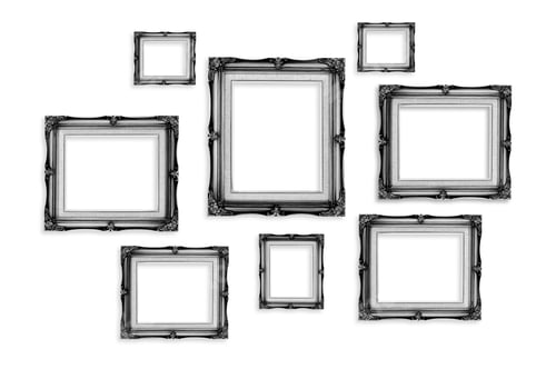 Preview: Black Vintage photo frames isolated on white background,Template mock up for adding your picture