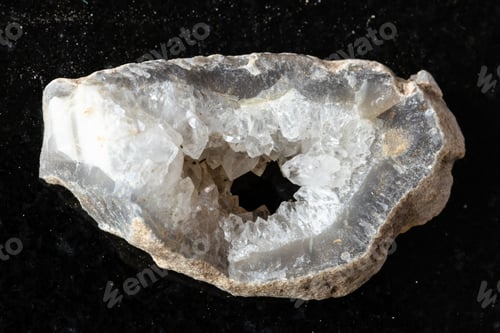 Preview: sample of layer of quartz-filled geode on black