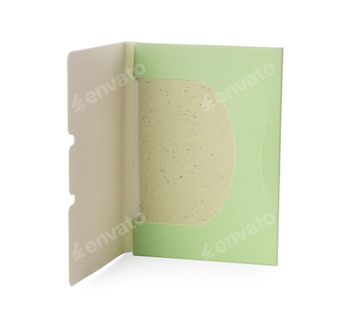 Preview: Package of facial oil blotting tissues isolated on white. Mattifying wipes