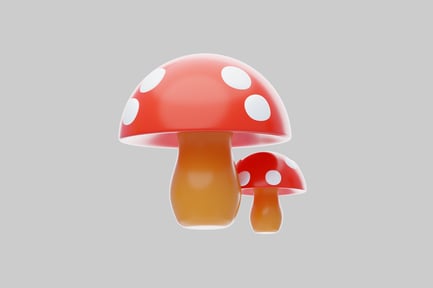 Preview: Cartoon red and white mushrooms