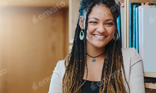 Preview: Cropped portrait of an attractive young woman standing in her home office