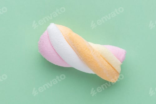Preview: Colorful marshmallows on pastel background.