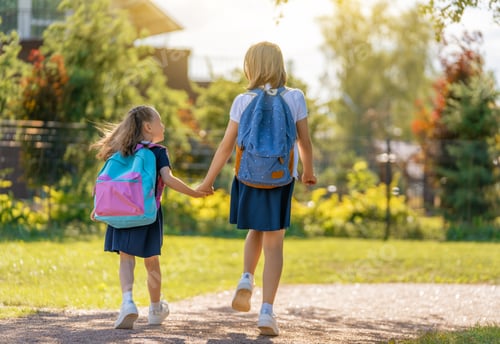 Preview: Girls with backpack are going to school