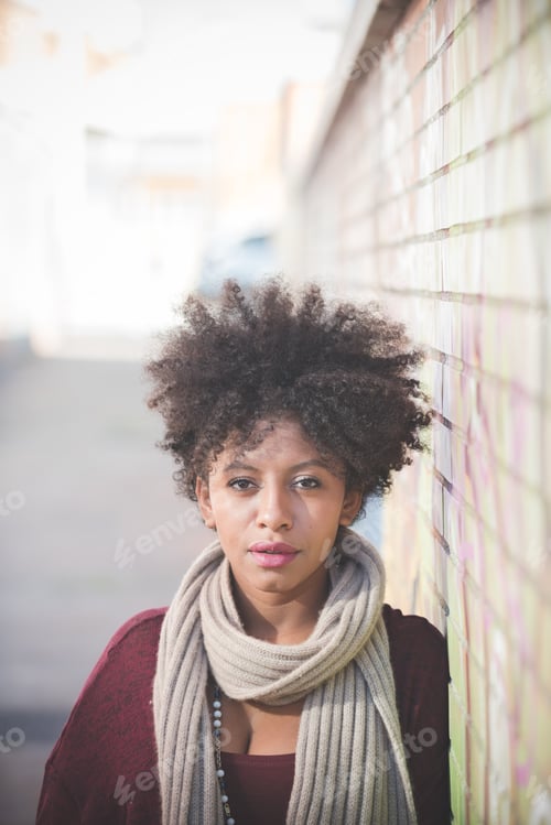 Preview: beautiful black curly hair african woman