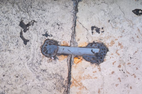 Preview: Old metal rivet, texture of old metal, marble. Venice, Italy.