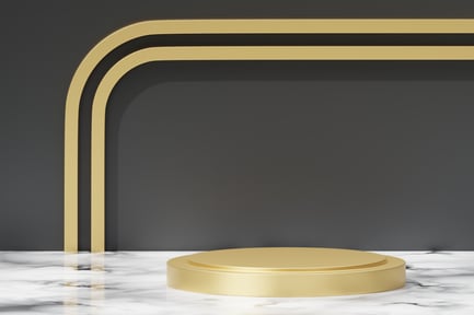 Preview: Luxury Gold Podium on Marble with Black Elegant Background