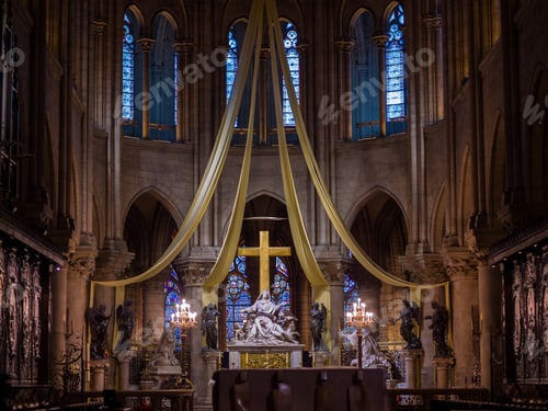 Preview: Gothic interior of the Notre Dame de Paris Cathedral in Paris