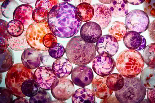 Preview: Psychedelic background with spheres in veri peri trendi color.