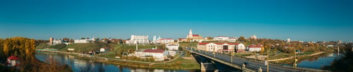Preview: Grodno, Belarus. Grodno Regional Drama Theater And Catholic Church Of Discovery Of Holy Cross And