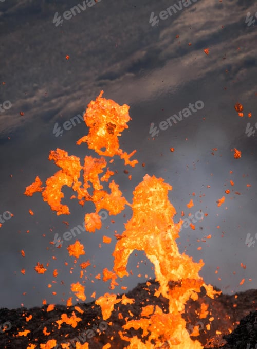 Preview: Molten lava erupting from a volcano.