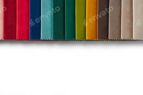 Visualização: Multi Colored Set Of Upholstery Fabric Samples For Selection, Collection Of Textile Swatches