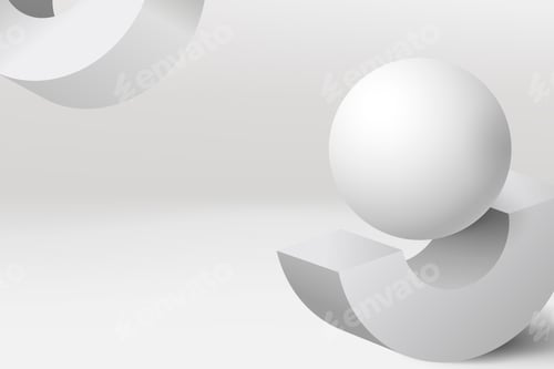 Preview: Geometric minimal background, 3D rendered shape in white