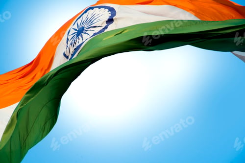 Preview: Close-up shot of wavy Indian flag
