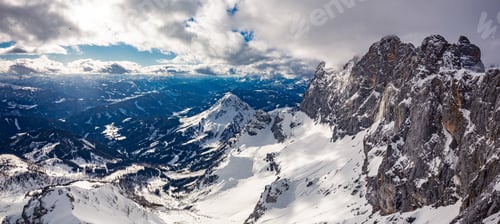 Preview: The snowy winter panorama of Dachstein Alps, Austria