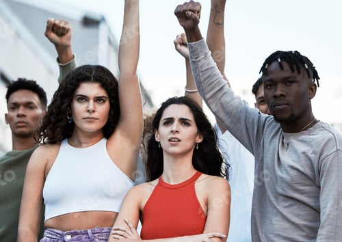 Preview: Protest, diversity and people in solidarity for justice, human rights and democracy in a city. Rall