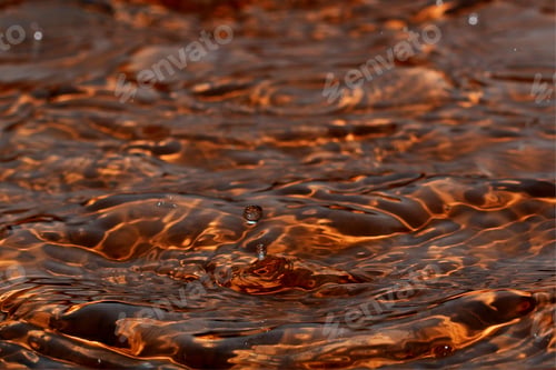 Preview: Raindrop Splashes - Close Up Photograph Of Raindrop Splashes In A Clay Bird Bath. Filter Added For