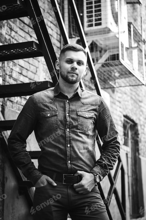 Preview: portrait of a Young man in a shirt and trousers