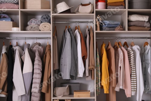 Preview: Organized Closet Interior with Clothes and Accessories